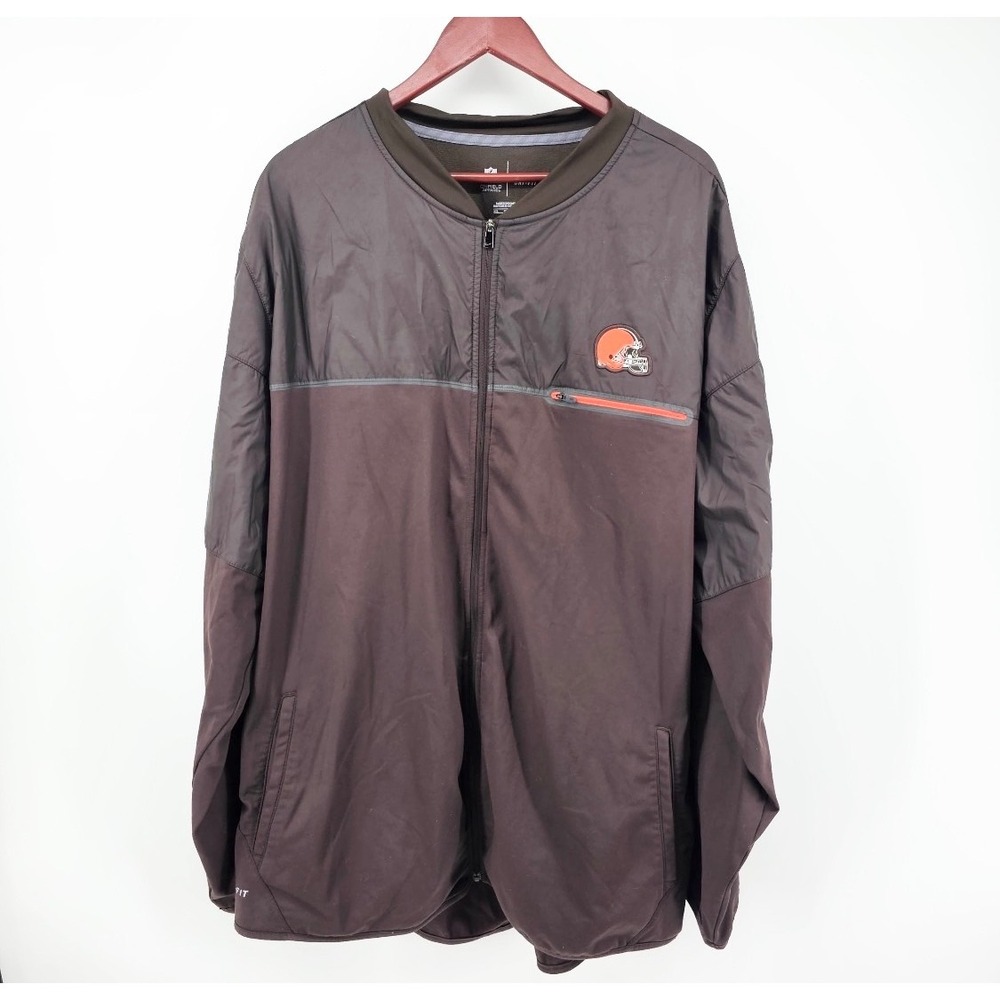 Nike Men 3XL Cleveland Browns Sideline On Field Full Zip Brown Jacket Dri-FIT